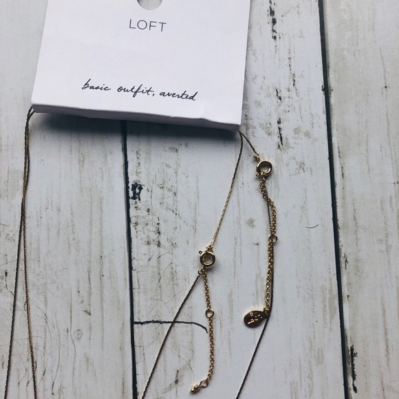 NWT LOFT Gold 2-Piece Stone Pendant Necklace - Picture 8 of 10